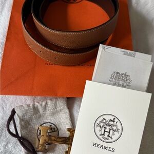 Hermes Black and Brown Reversible Leather Belt